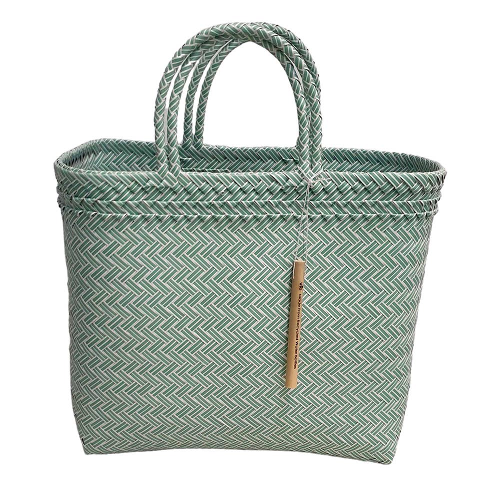 Recycled Plastic Woven Beach/Tote Bag: Pink / Large