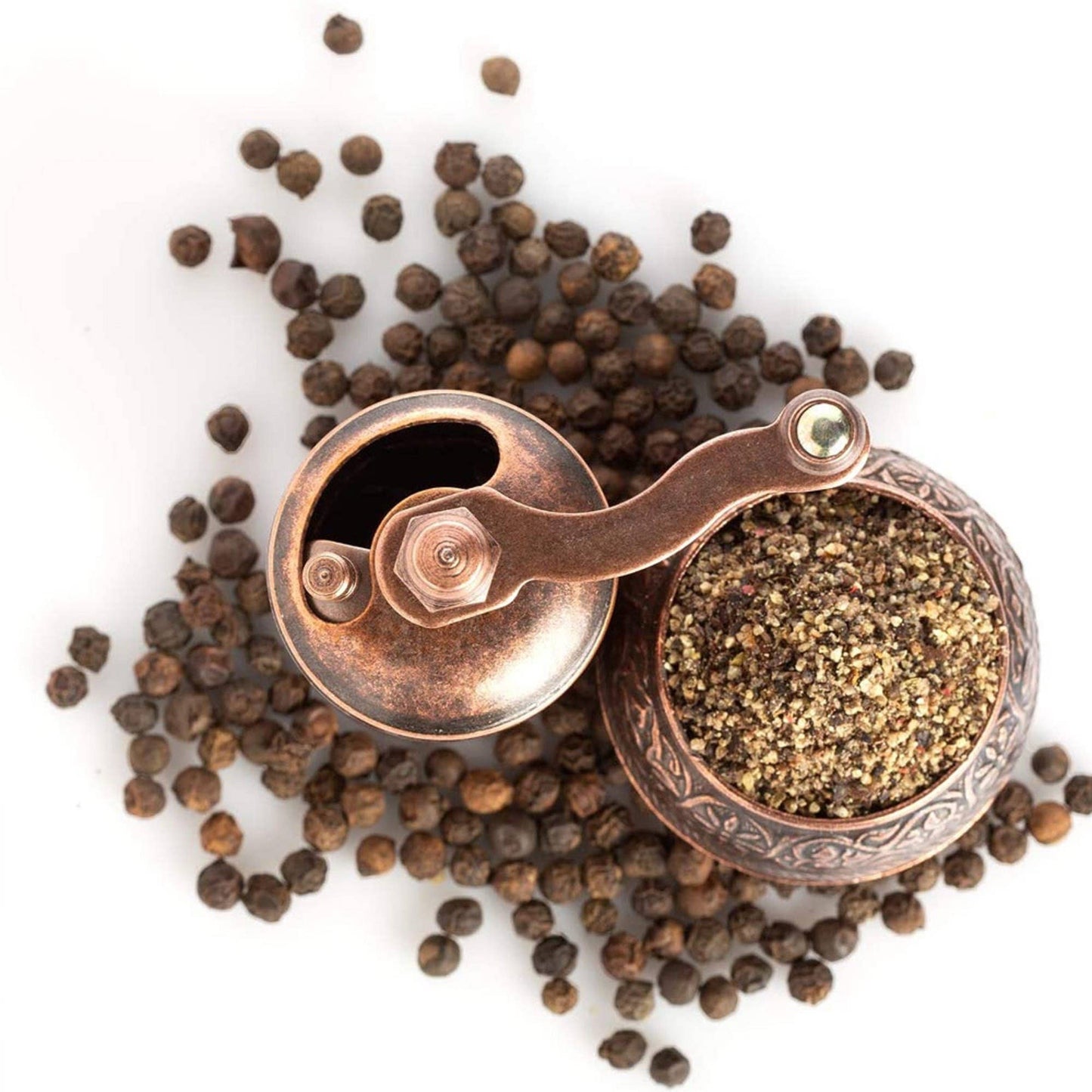 Copper Black Pepper Grinder, Refillable Spice Mill, 4.2 in