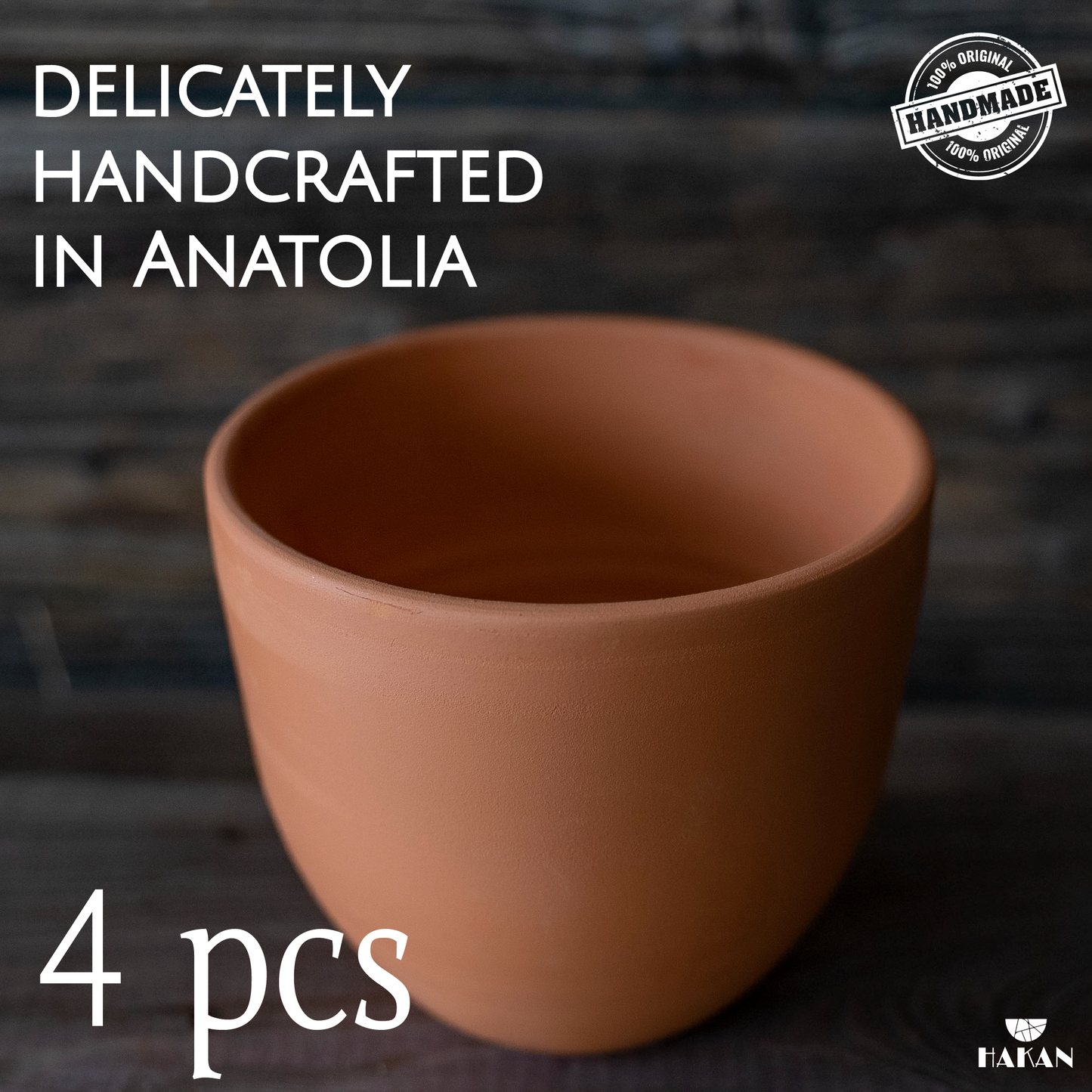 Kapadokya Handmade Pottery Mug Set, 4 Pcs, 16.9 Oz