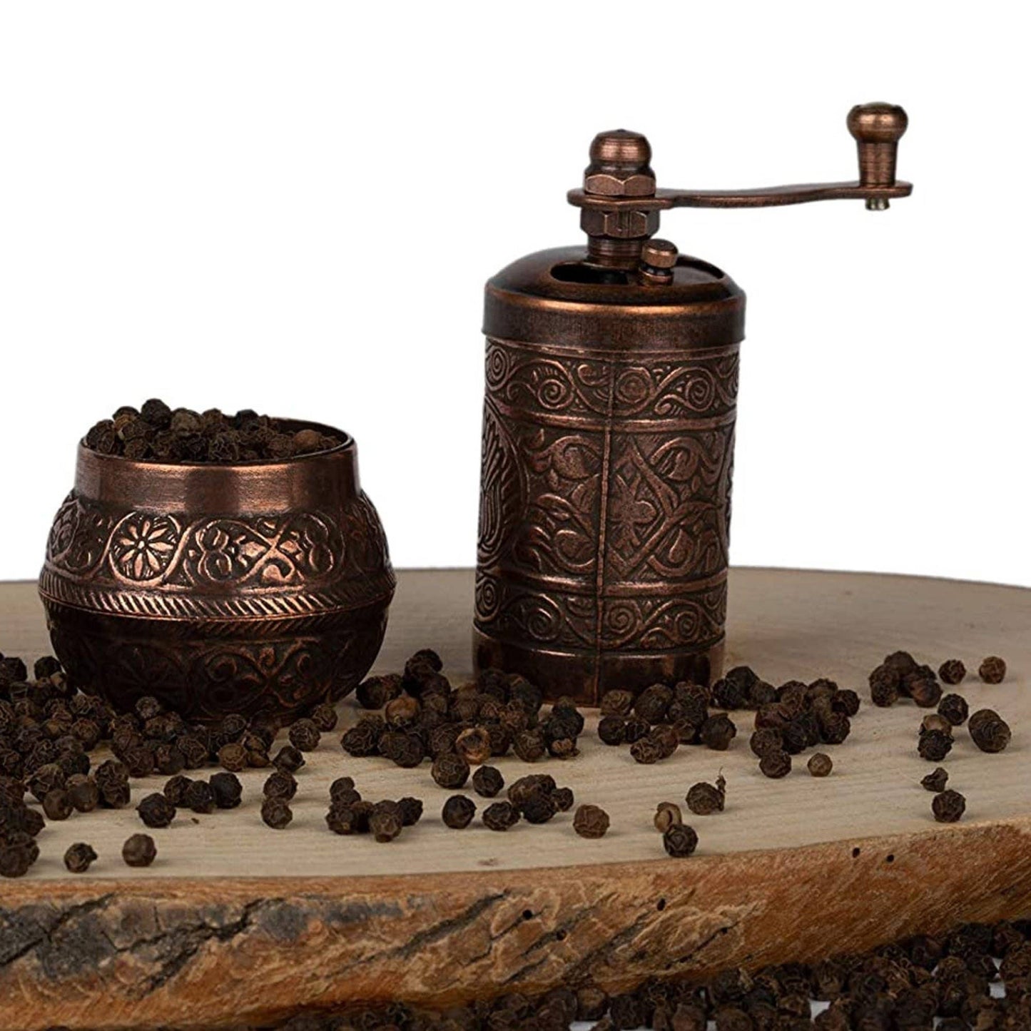 Copper Black Pepper Grinder, Refillable Spice Mill, 4.2 in