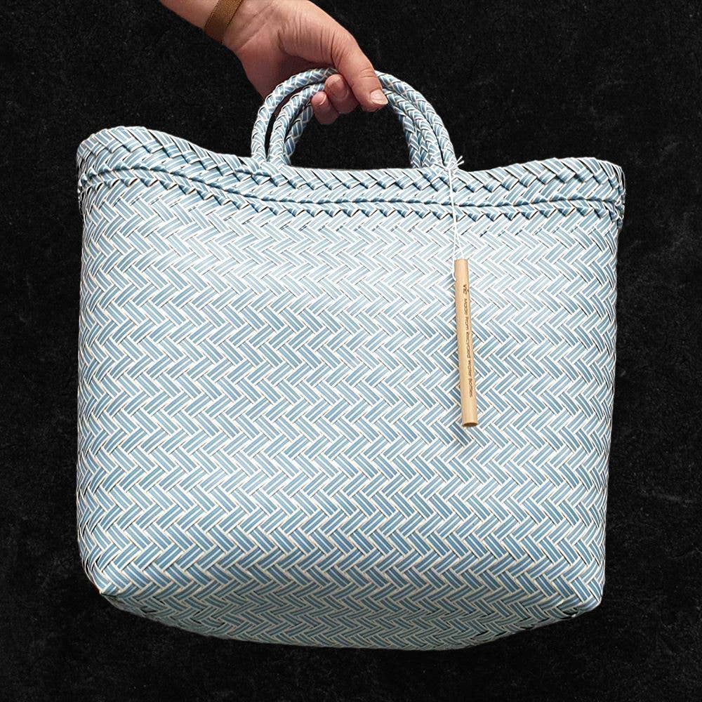 Recycled Plastic Woven Beach/Tote Bag: Maroon / Large