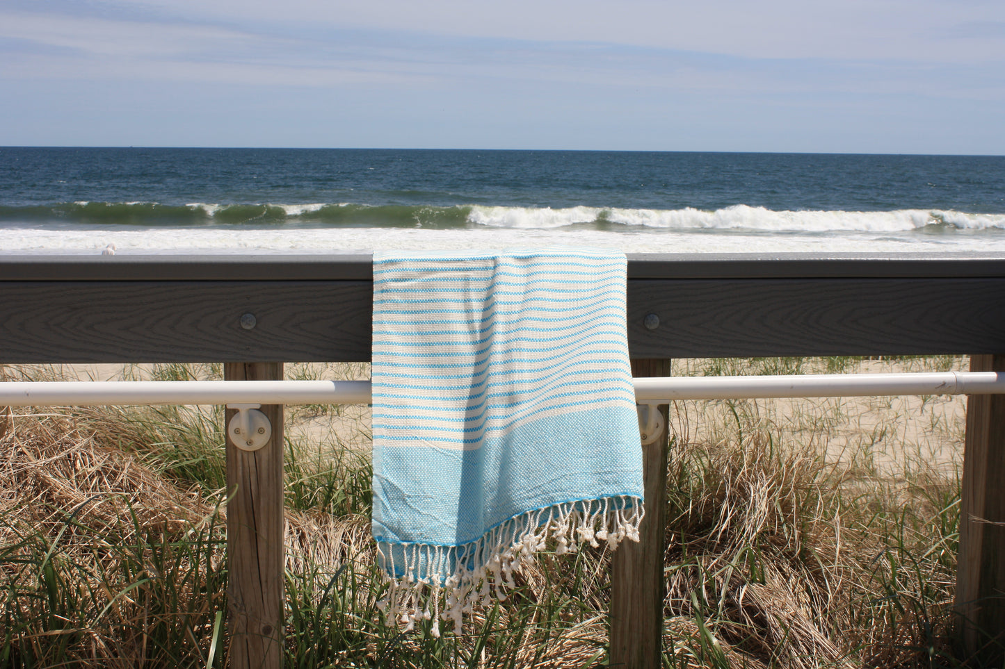 Organic Cotton Turkish Towel Cool Water Blue