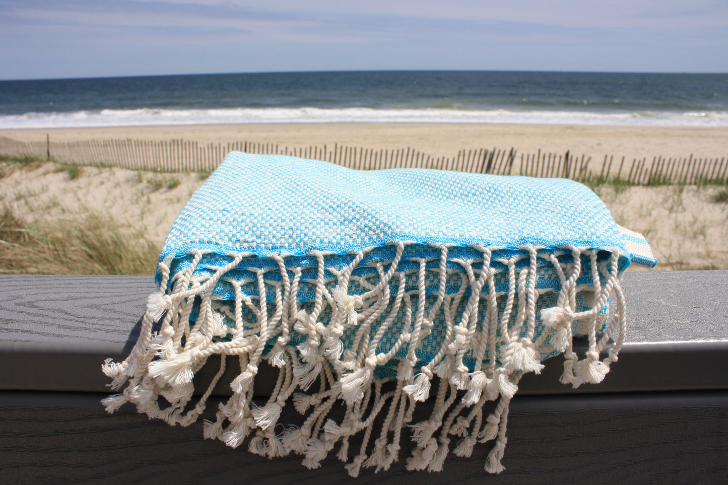 Organic Cotton Turkish Towel Cool Water Blue