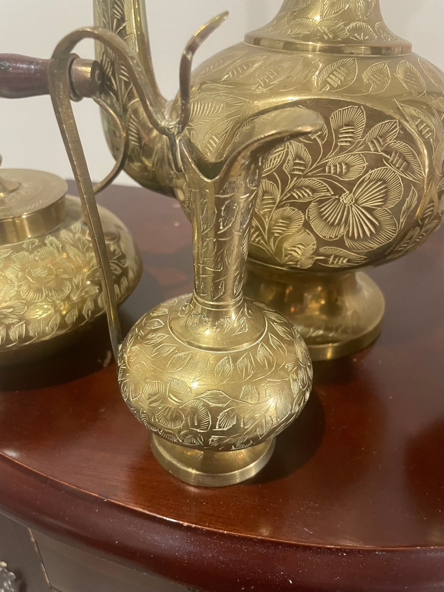 4 Piece Vintage Brass Turkish Tea Pots