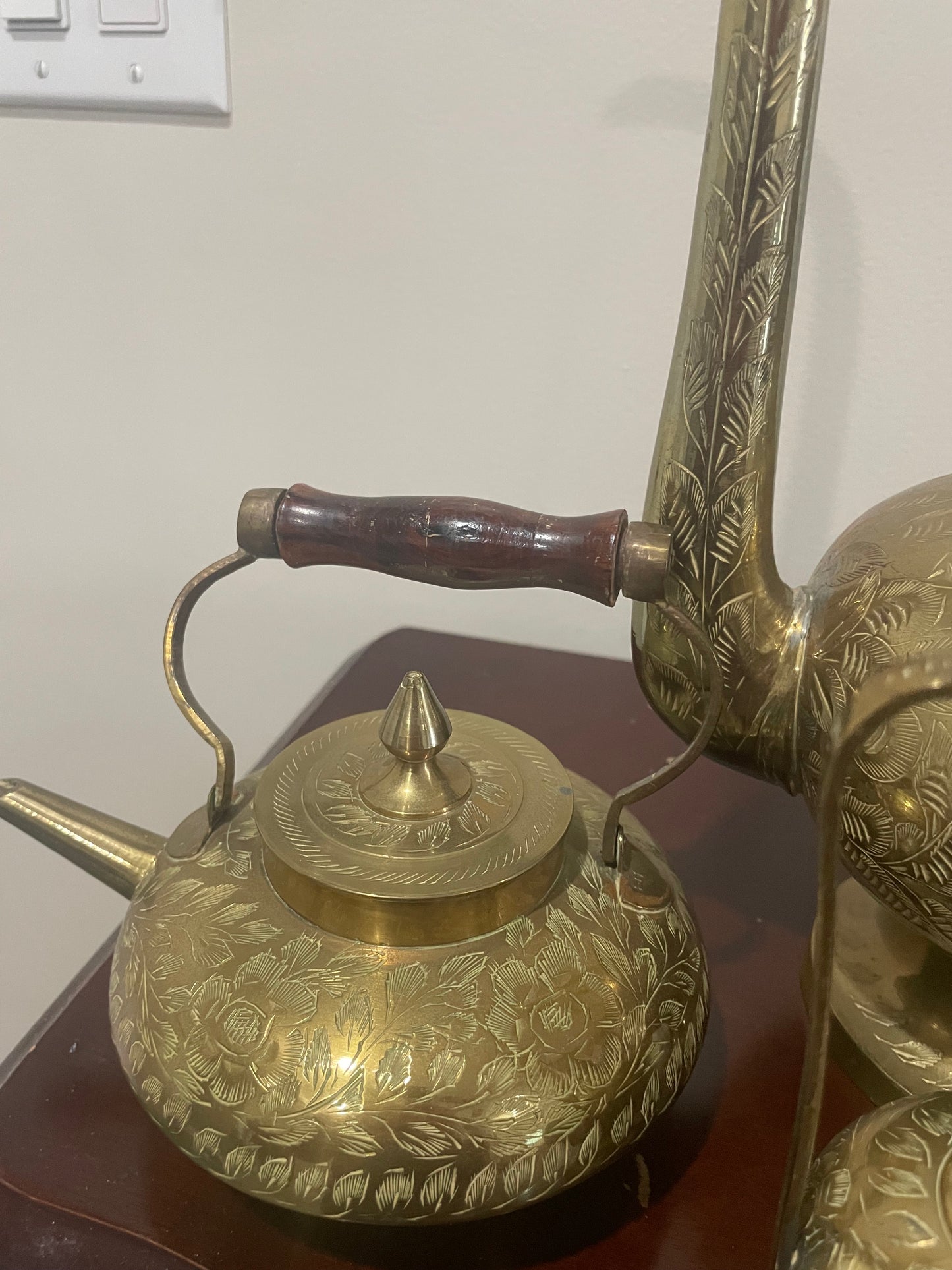 4 Piece Vintage Brass Turkish Tea Pots
