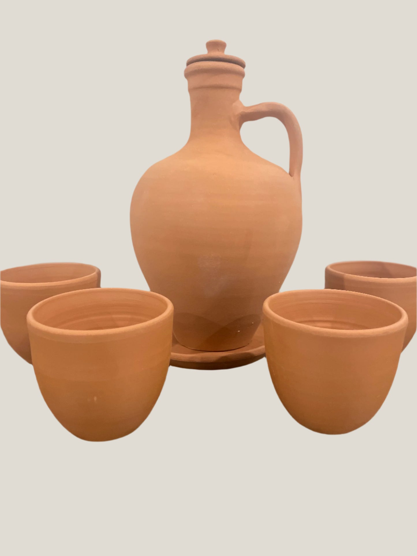 The Anadolu Natural Clay Water Pitcher and Cups For 4