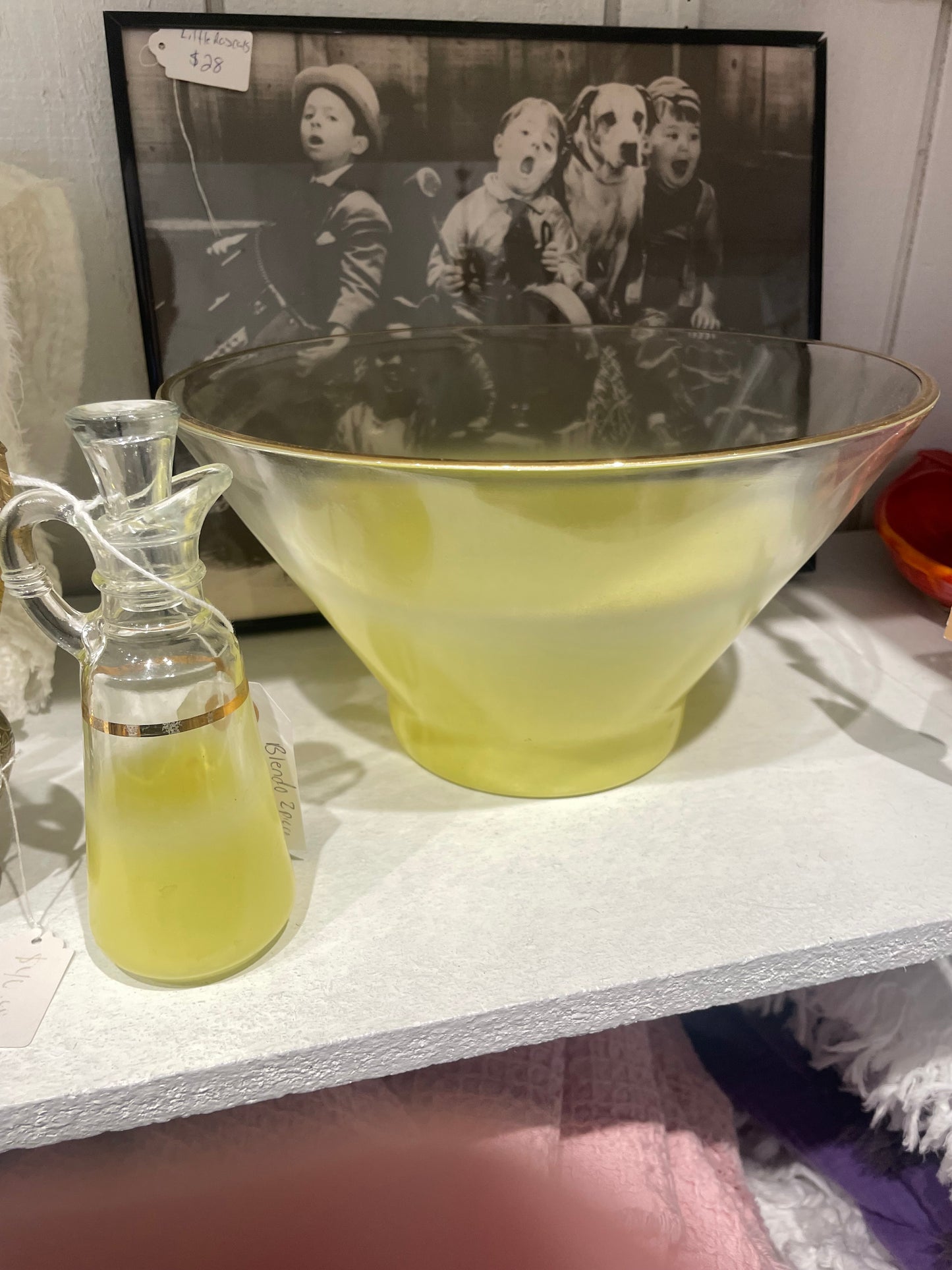 Vintage Blendo Bowl Yellow with Matching Cruet
