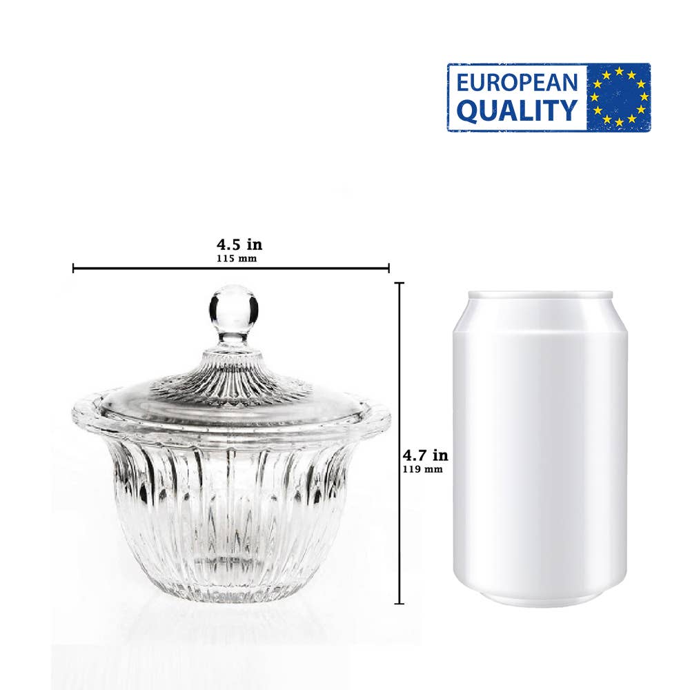 Decorative Glass Candy Dish with Lid, Crystal Cut Glass Bowl