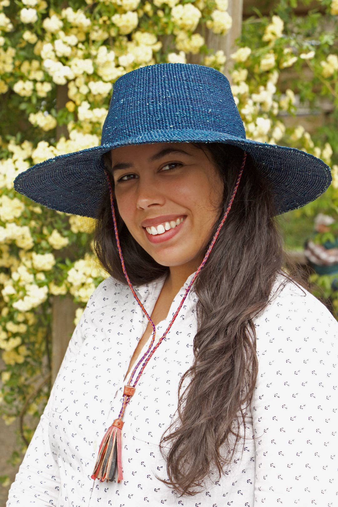 Ghanaian Blue Straw Sun Hat