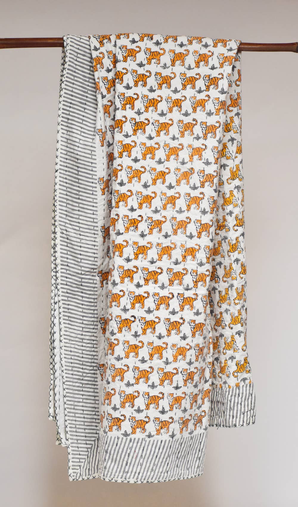 Block Printed Kantha Blanket - Tiger Print: Baby