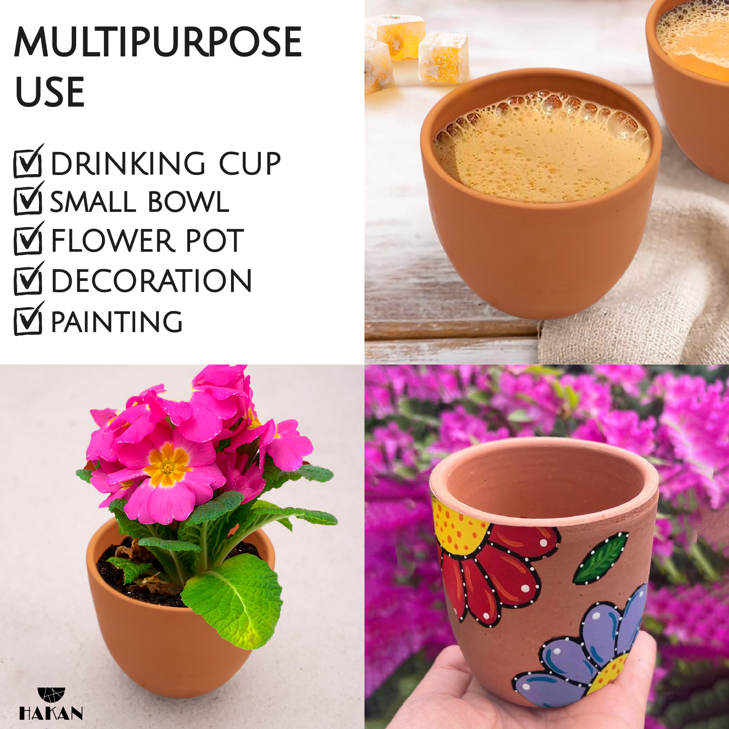 Kapadokya Handmade Pottery Mug Set, 4 Pcs, 16.9 Oz