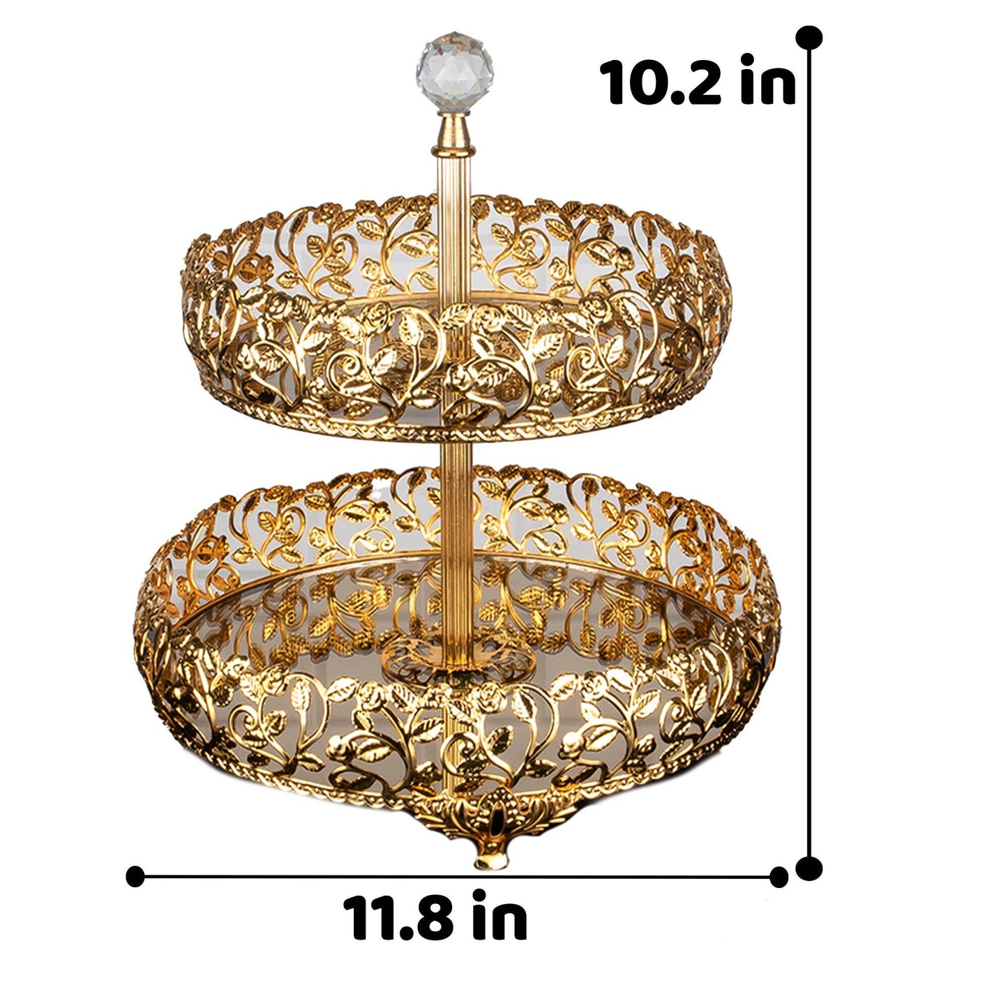 Handmade Two Tier Mirrored Tray for Dessert Table or Vanity