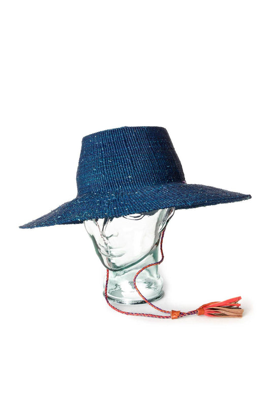 Ghanaian Blue Straw Sun Hat