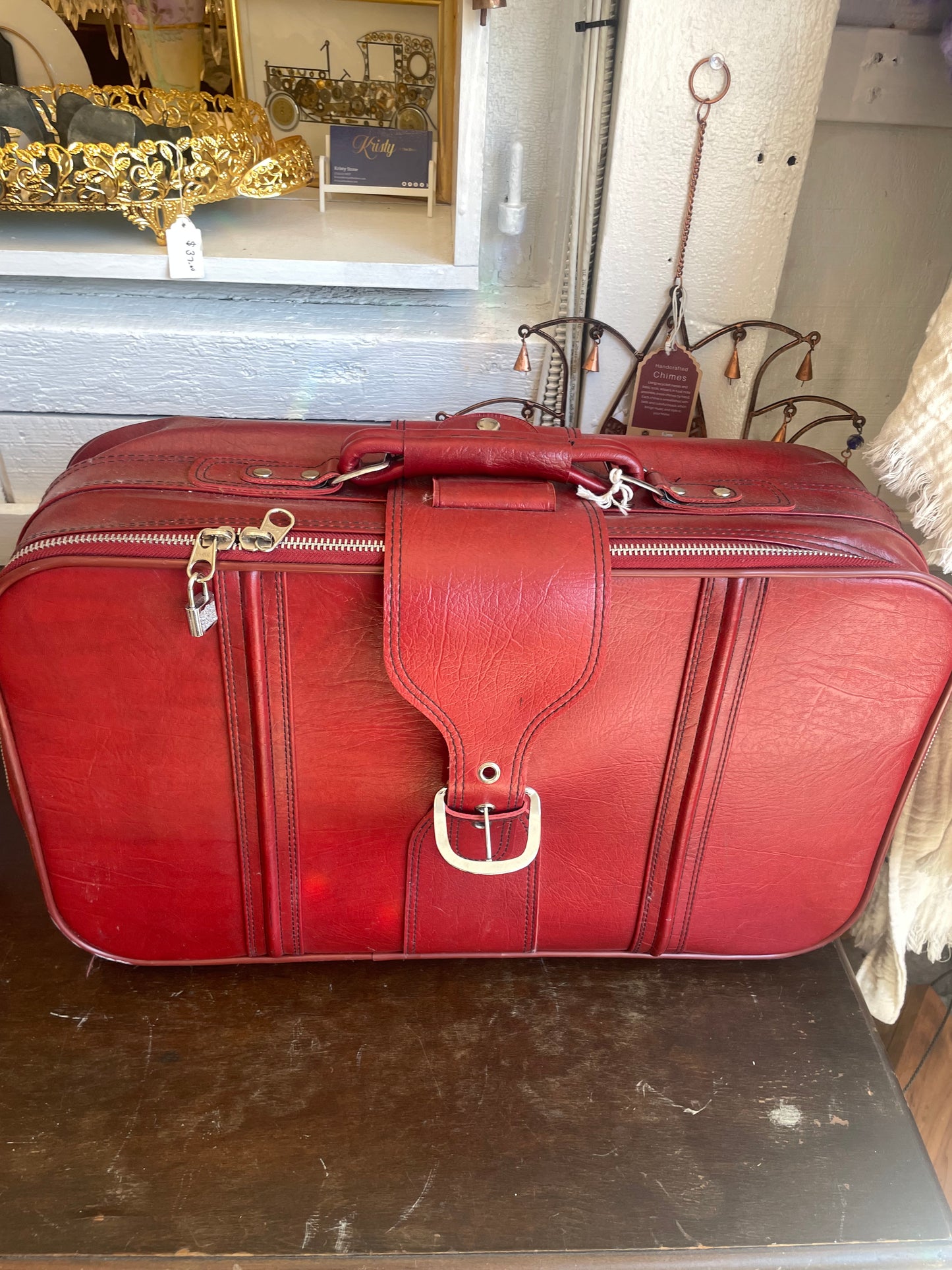 Vintage Sears Leather Luggage Set With Locks and Keys