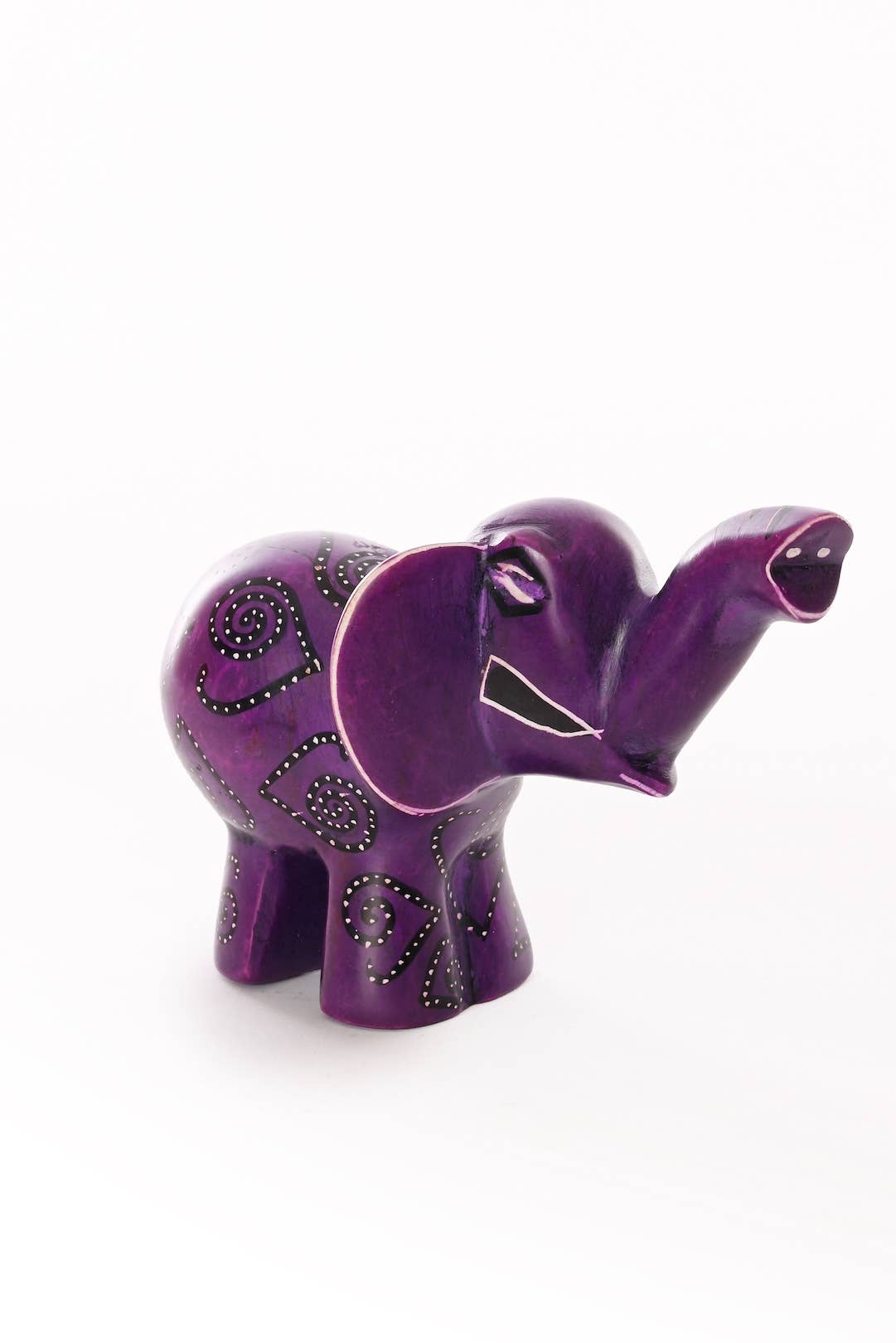 Purple Swirled Heart Soapstone Elephant