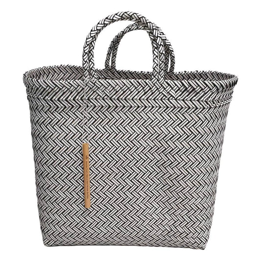 Recycled Plastic Woven Beach/Tote Bag: Grey / Large