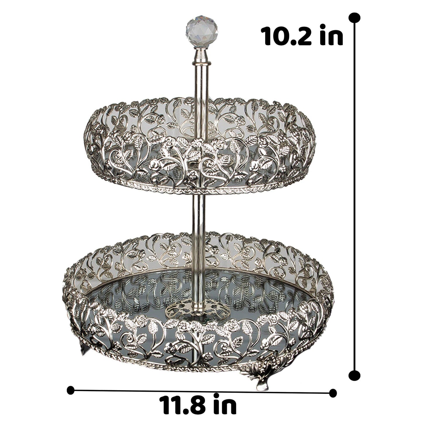 Handmade Two Tier Mirrored Tray for Dessert Table or Vanity