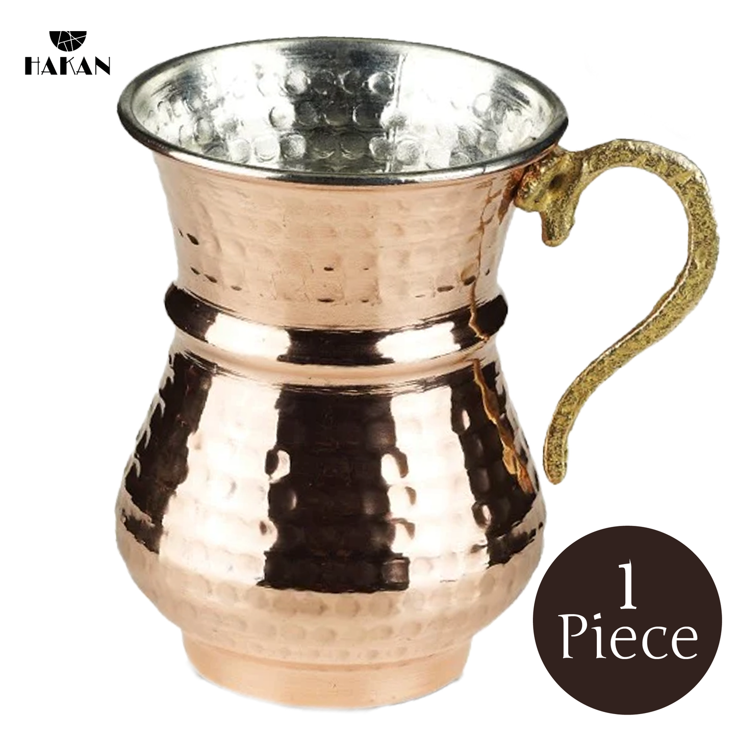 Handmade Hammered Copper Ayran Mug, 1 piece, 8.4 oz