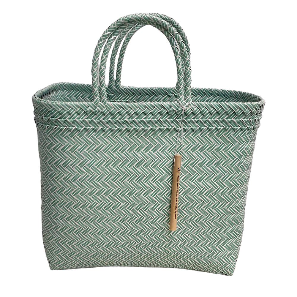 Recycled Plastic Woven Beach/Tote Bag: Grey / Large