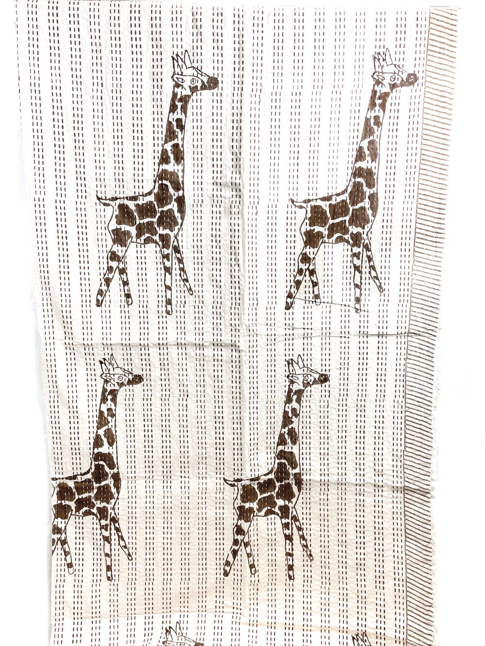 Block Printed Kantha Blanket - Giraffe Print