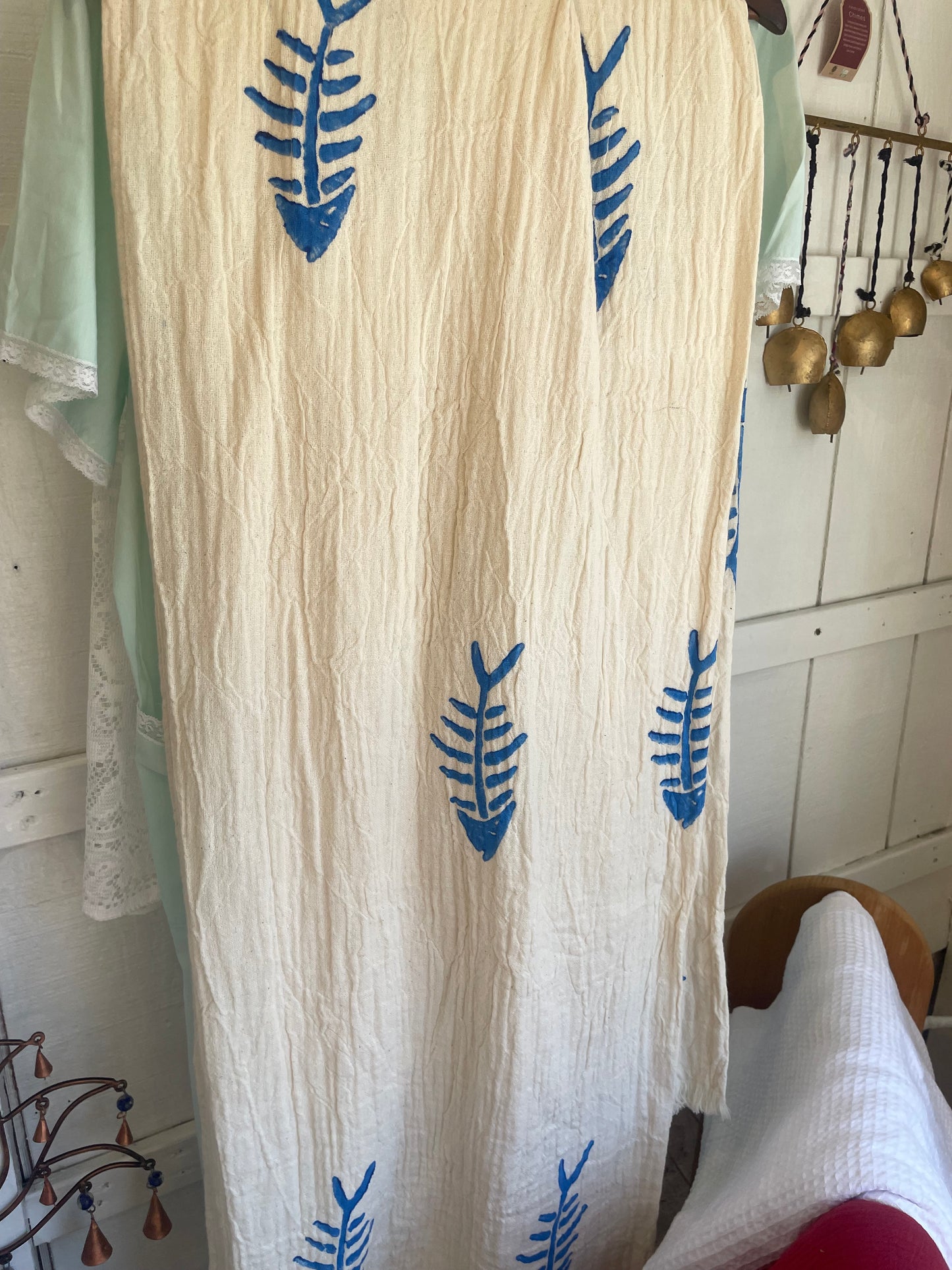 Turkish Cotton Muslin Block Print Robe and Matching Towel