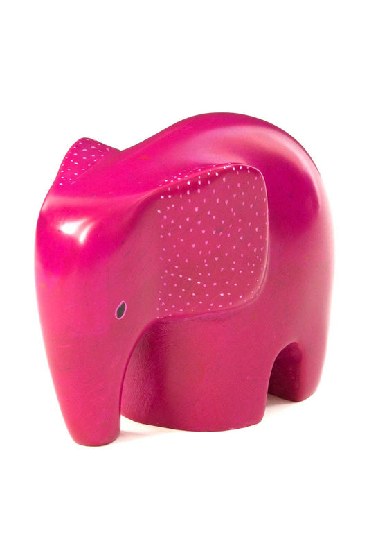 Pink Bashful Elephant Soapstone Sculpture