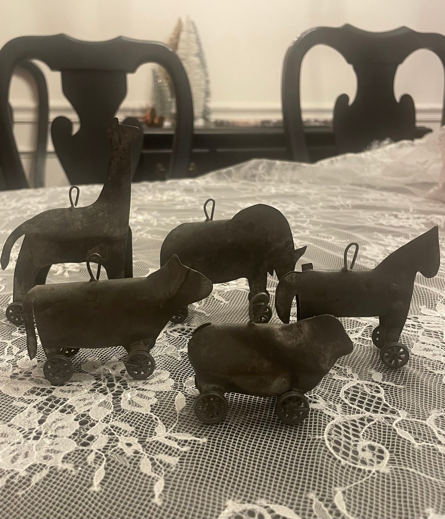 Antique tin animal toys/ornaments