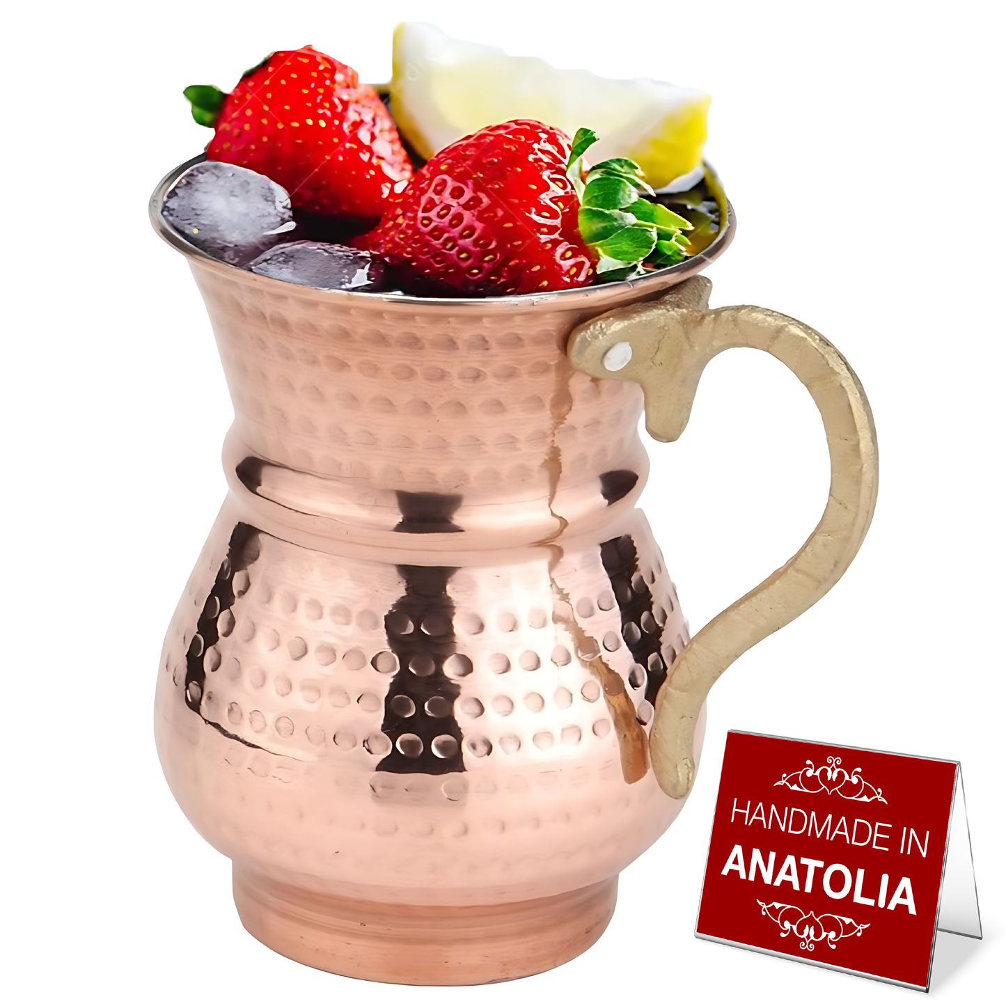 Handmade Hammered Copper Ayran Mug, 1 piece, 8.4 oz