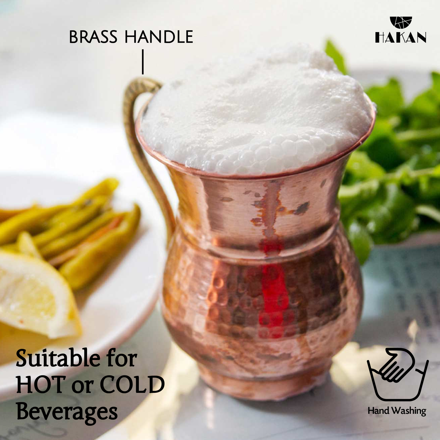 Handmade Hammered Copper Ayran Mug, 1 piece, 8.4 oz