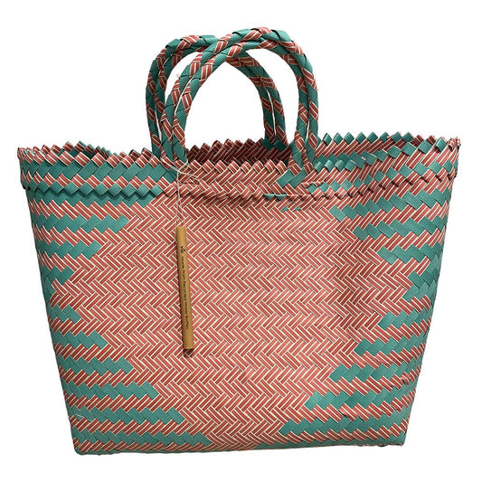 Recycled Plastic Woven Beach/Tote Bag, Large-Assorted Color