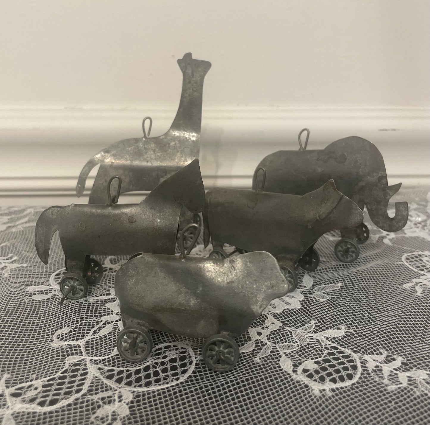 Antique tin animal toys/ornaments