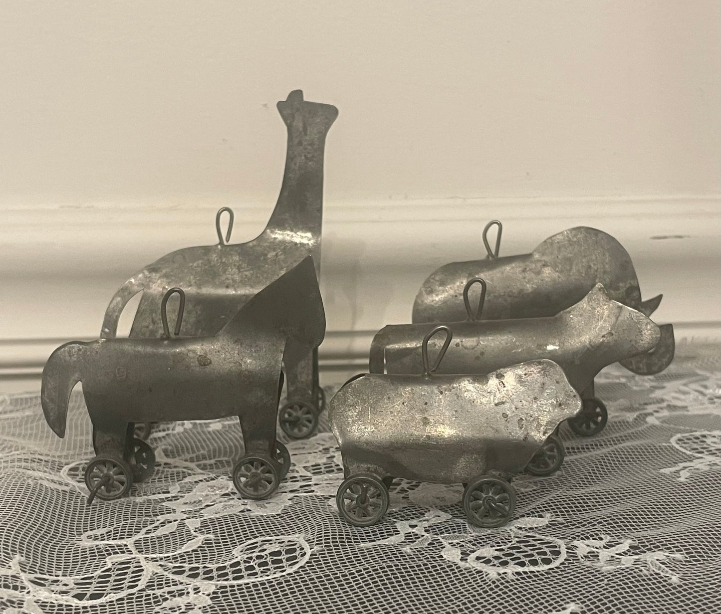 Antique tin animal toys/ornaments