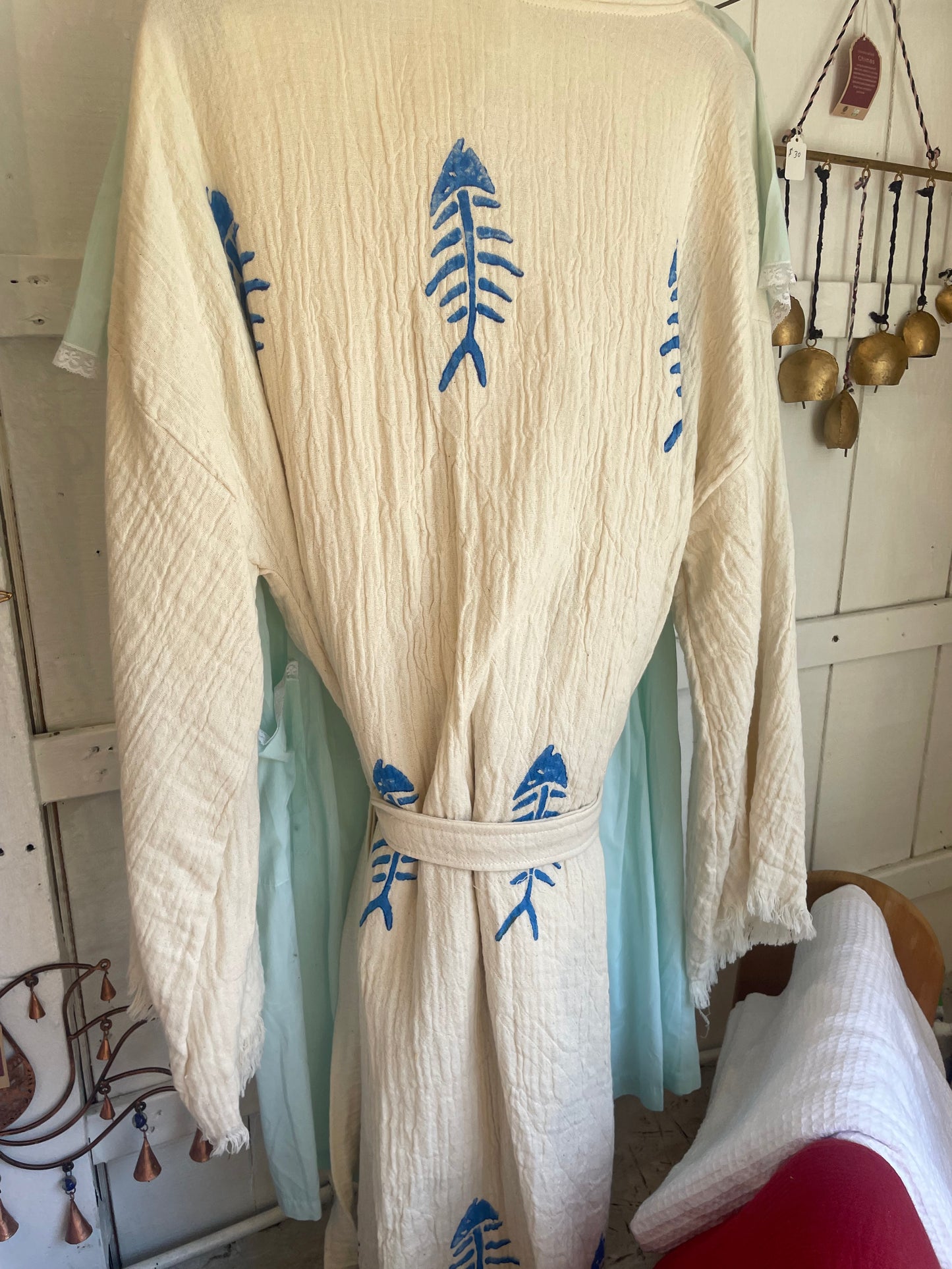 Turkish Cotton Muslin Block Print Robe and Matching Towel
