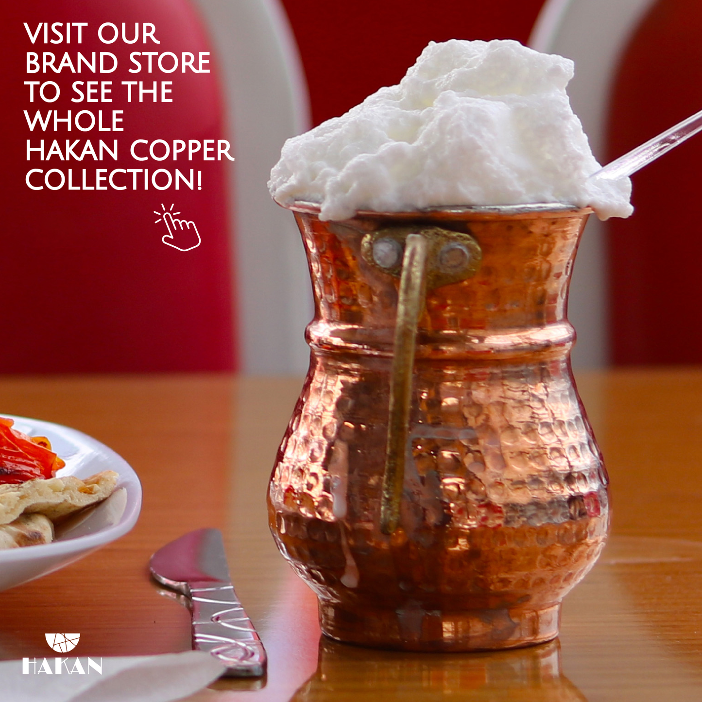 Handmade Hammered Copper Ayran Mug, 1 piece, 8.4 oz