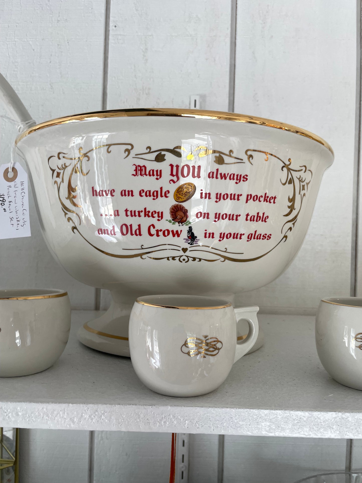 Hall China Old Crow Punch Bowl Set
