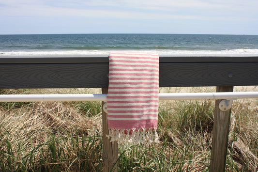 Organic Cotton Turkish Towel Pink Stripe