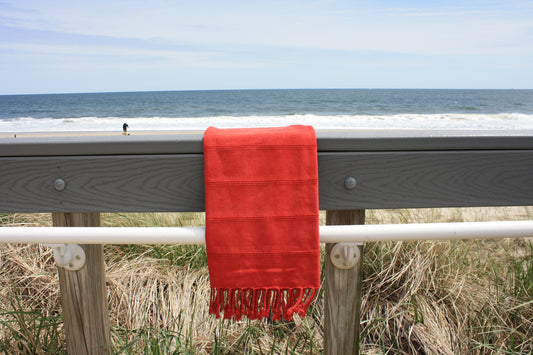 Organic Cotton Turkish Towel Red Stonewashed