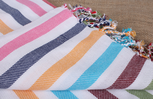 Organic Cotton Turkish Towel Rainbow Braids