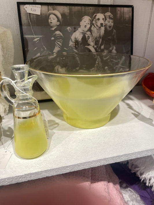 Vintage Blendo Bowl Yellow with Matching Cruet
