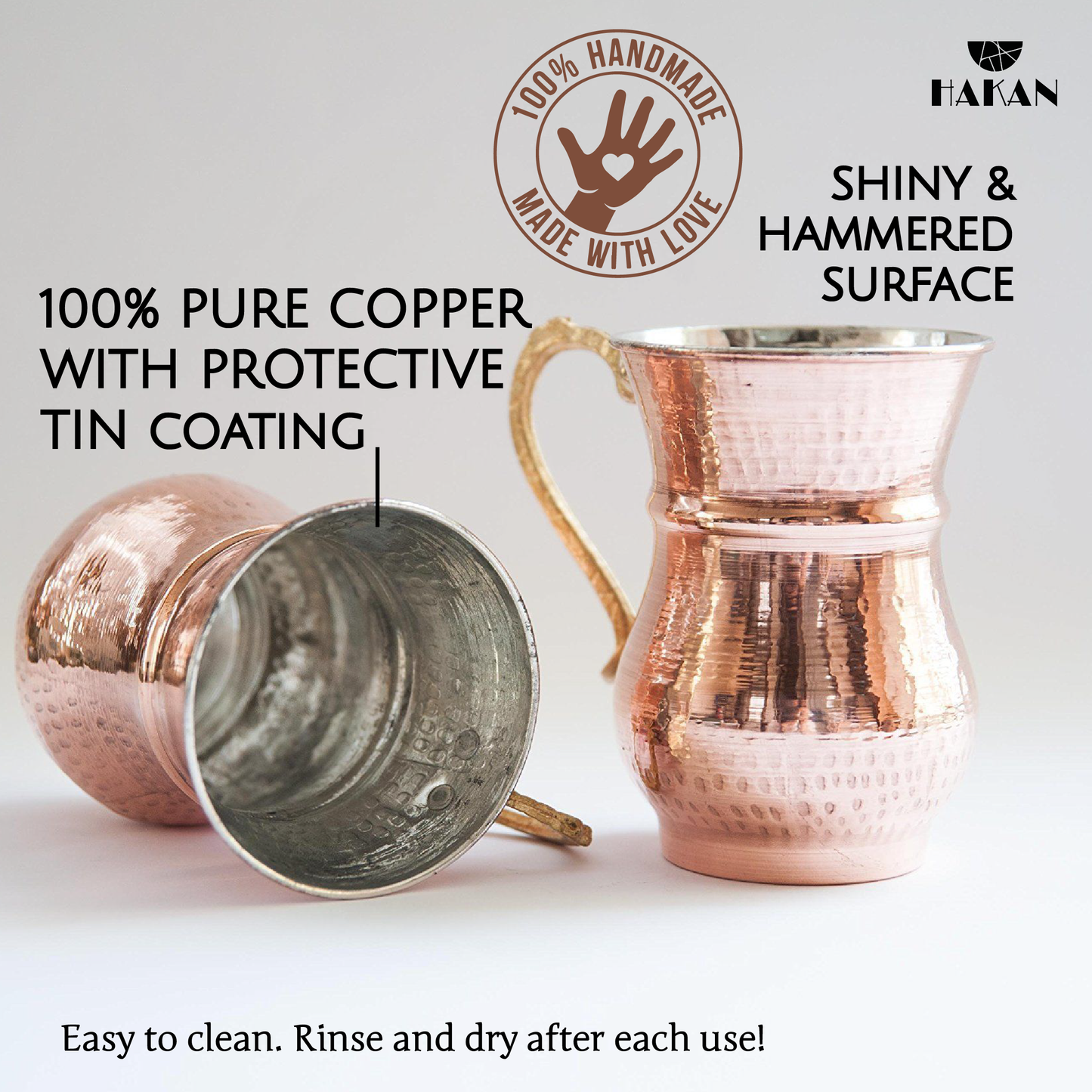Handmade Hammered Copper Ayran Mug, 1 piece, 8.4 oz