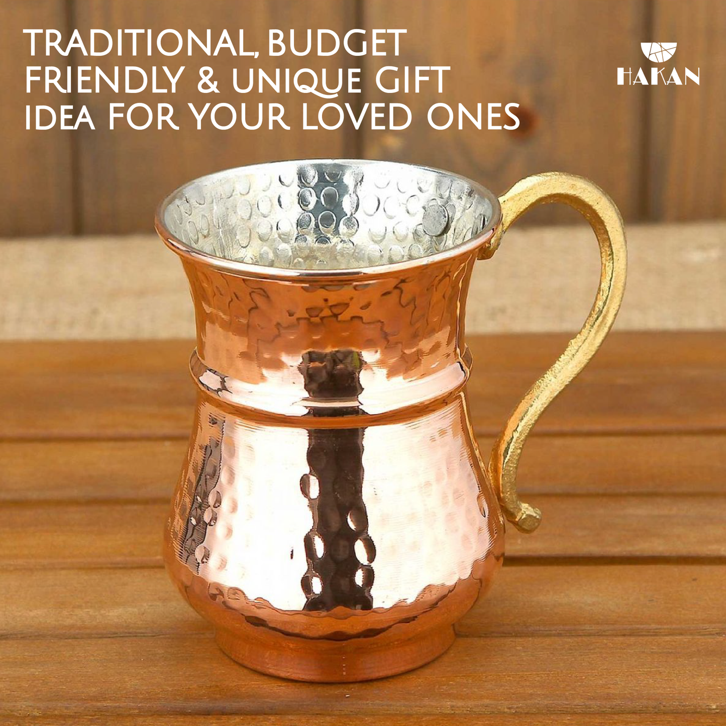 Handmade Hammered Copper Ayran Mug, 1 piece, 8.4 oz