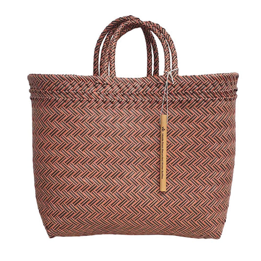 Recycled Plastic Woven Beach/Tote Bag: Maroon / Large