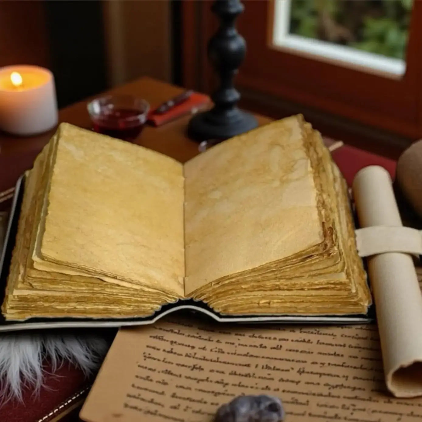 Leather Journal Blue Bird Print