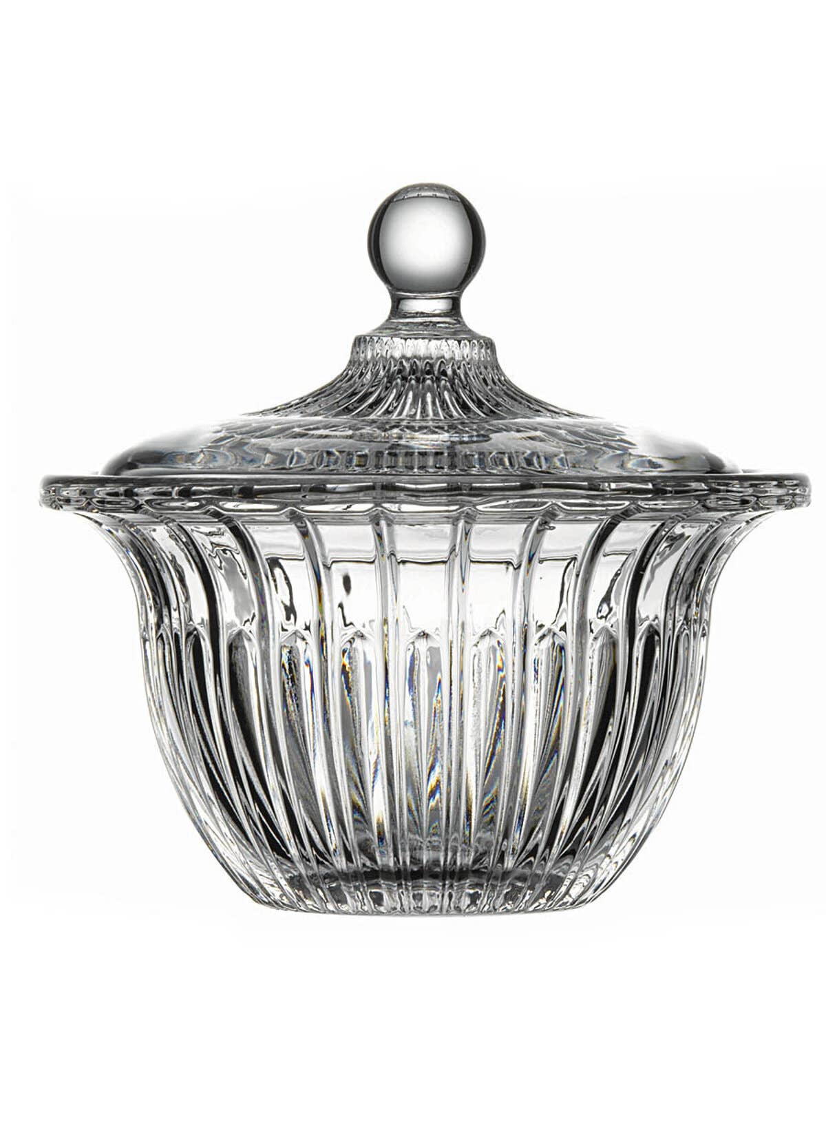 Decorative Glass Candy Dish with Lid, Crystal Cut Glass Bowl